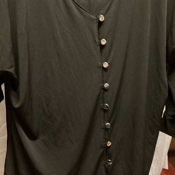 NY Collection Women’s 3/4-Length Long Sleeve Button Front Blouse - Picture 2 of 7